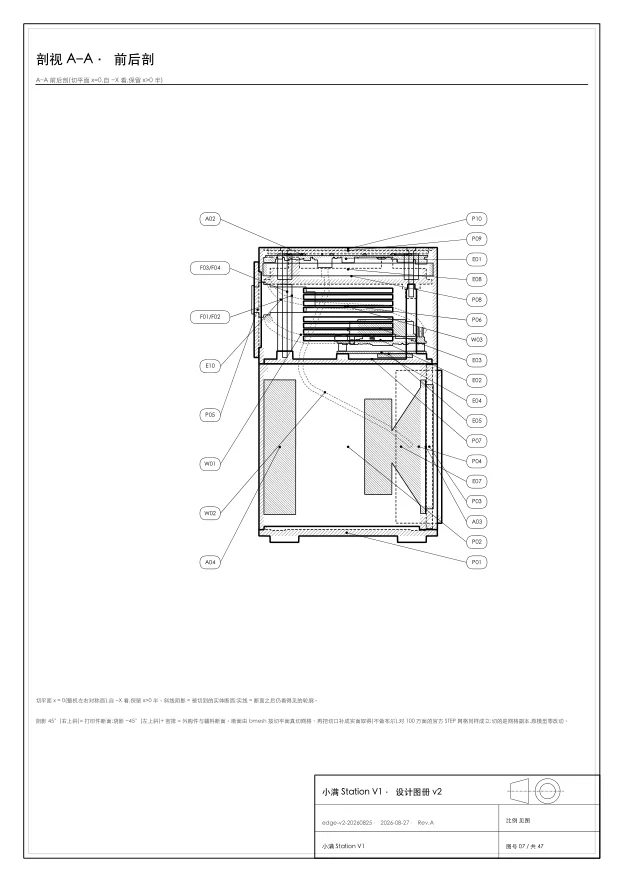 Sheet 07 of 47 from the Nolaka Station design book: Section A&ndash;A.